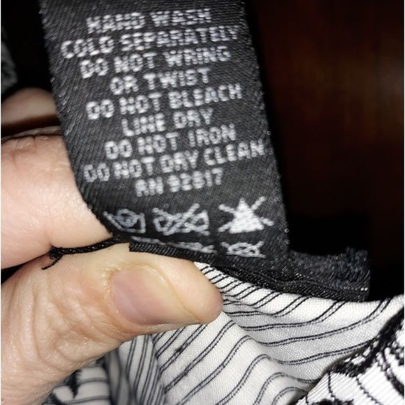 Express Camisole Shirt Womens Black white Stripes Floral Size Medium - Picture 5 of 9